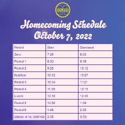 Homecoming X-Schedule